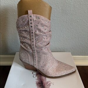 Pink Embellished Jessica Simpson Bootie